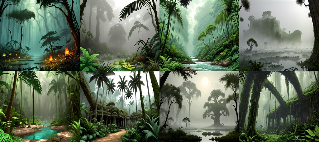 <素材69点>太古の密林_恐竜時代の森の背景素材