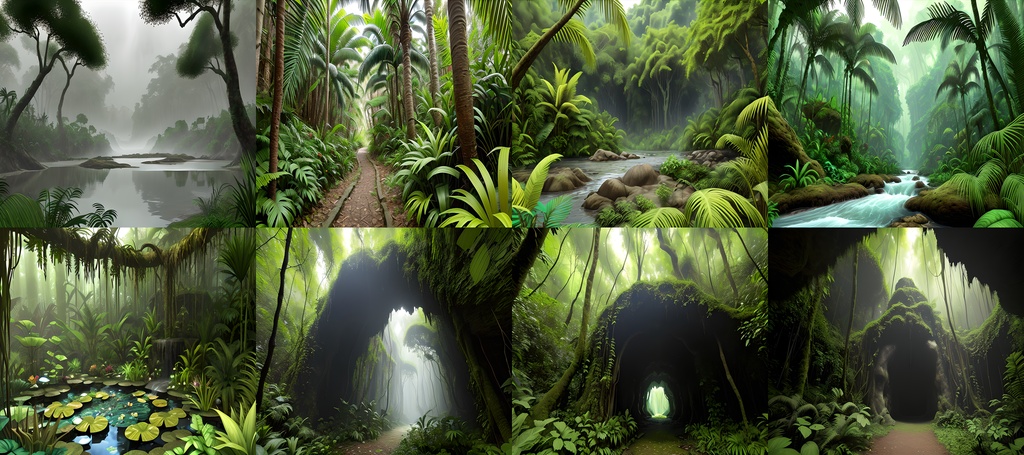 <素材69点>太古の密林_恐竜時代の森の背景素材