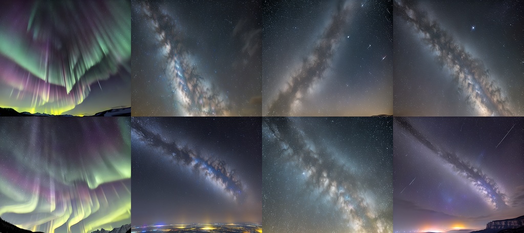 <素材88点> 星空とオーロラと流星_背景素材_フルHD壁紙