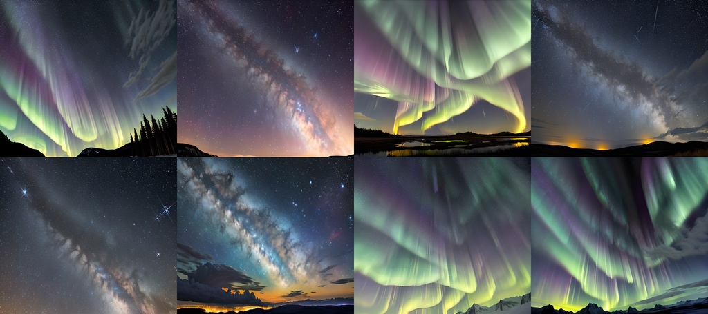 <素材88点> 星空とオーロラと流星_背景素材_フルHD壁紙