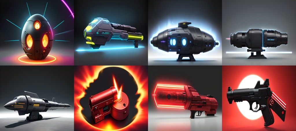 <アイテム素材34点>未来のSF銃火器_手りゅう弾_レーザー銃_宇宙ミサイル