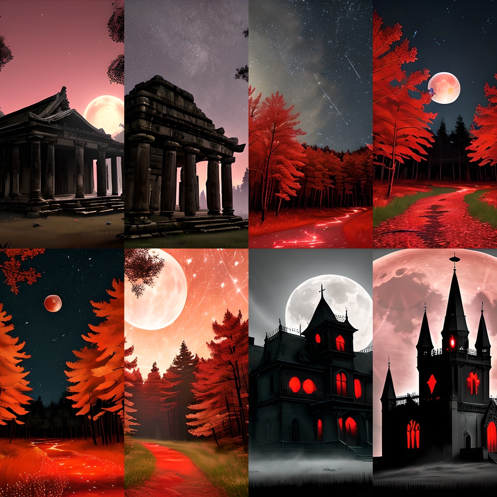 《素材74点》『紅き月に染まる森』_ホラーゲーム素材_TRPG素材