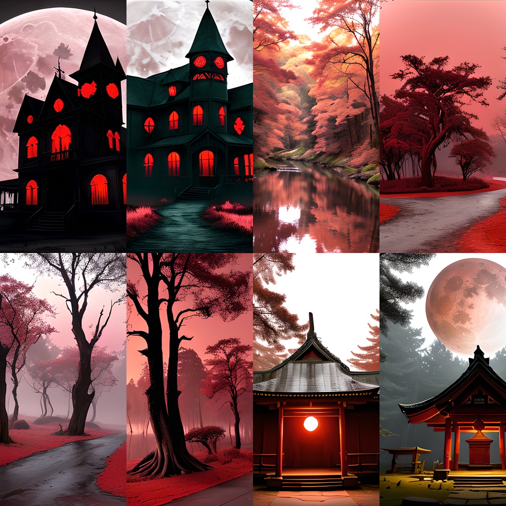 《素材74点》『紅き月に染まる森』_ホラーゲーム素材_TRPG素材