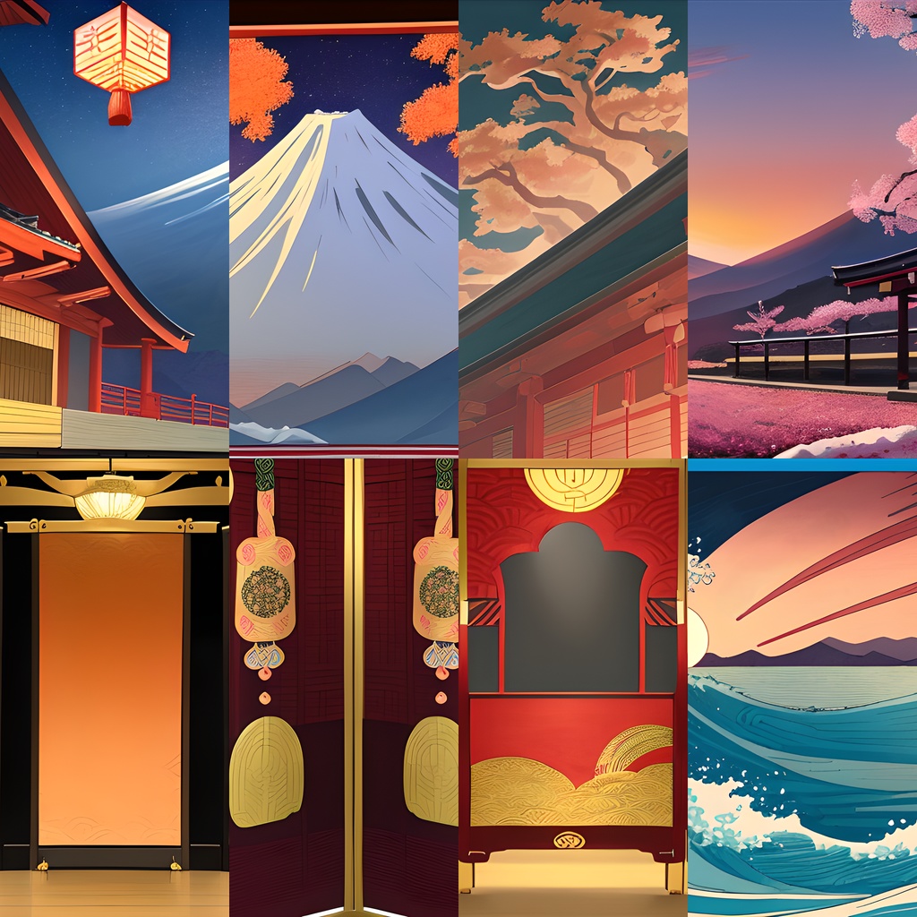 《素材32点》『日本の風景_年末年始用素材』_年賀状_年末年始_日本のお祝い_浮世絵