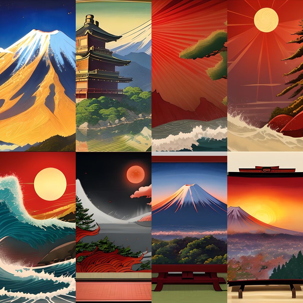 《素材32点》『日本の風景_年末年始用素材』_年賀状_年末年始_日本のお祝い_浮世絵