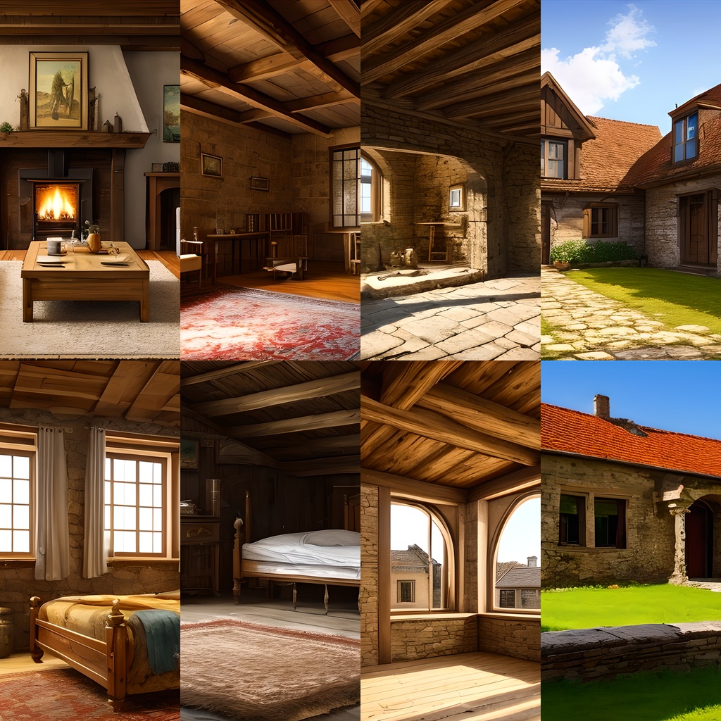 《素材24点》『古びた家屋と内装』_ゲーム素材_建築イメージ_小さな家_絵本