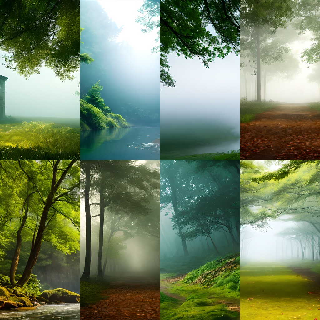 《素材46点》『神秘の森』_木々の背景素材_キノコ_森フィールド背景