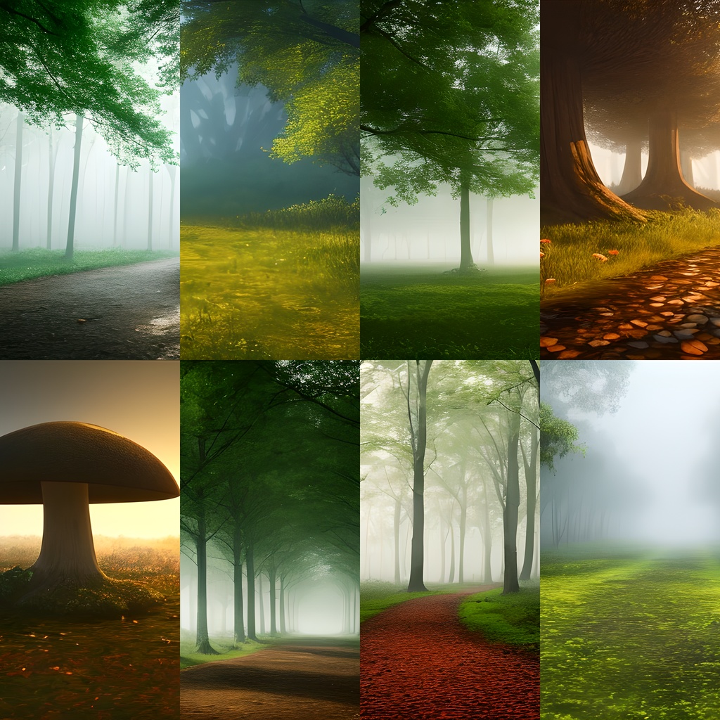 《素材46点》『神秘の森』_木々の背景素材_キノコ_森フィールド背景