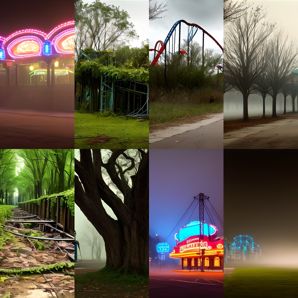 《素材37点》『忘れ去られた遊園地』_昼は廃墟、夜になると動き出す遊園地…ホラー素材_