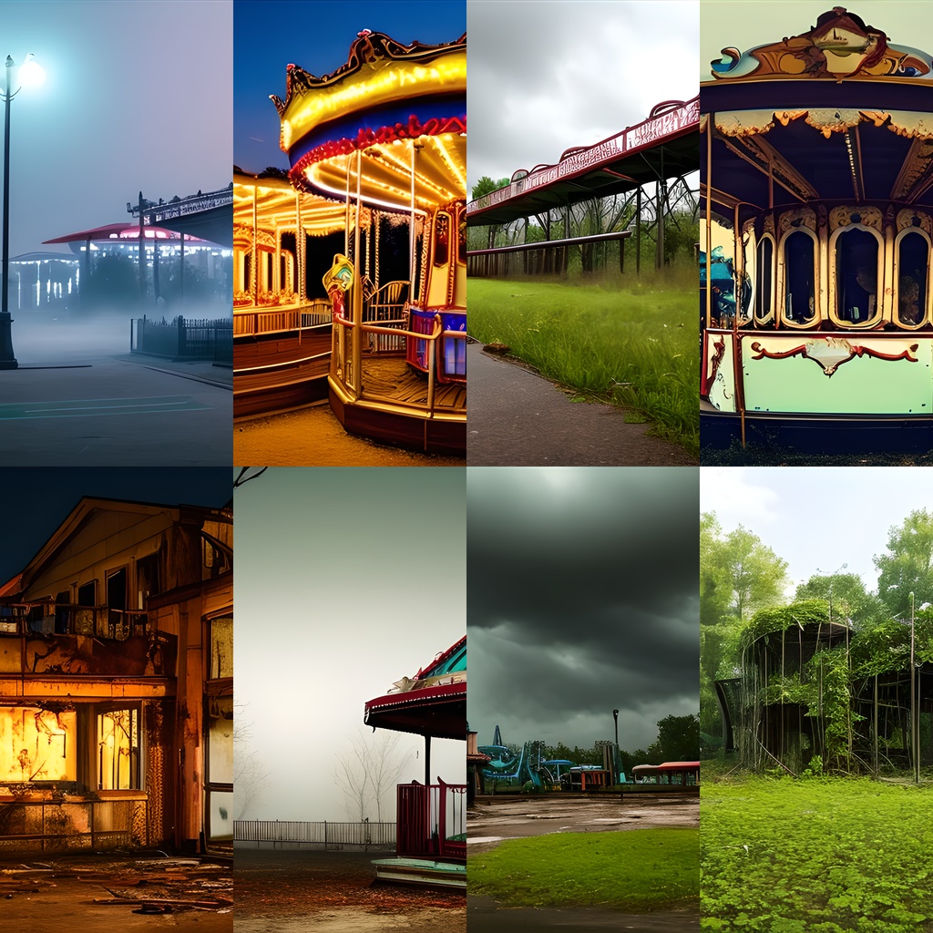 《素材37点》『忘れ去られた遊園地』_昼は廃墟、夜になると動き出す遊園地…ホラー素材_