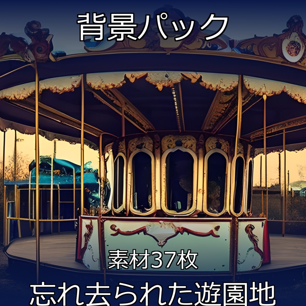 《素材37点》『忘れ去られた遊園地』_昼は廃墟、夜になると動き出す遊園地…ホラー素材_