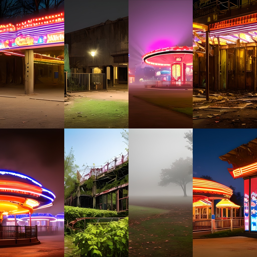 《素材37点》『忘れ去られた遊園地』_昼は廃墟、夜になると動き出す遊園地…ホラー素材_