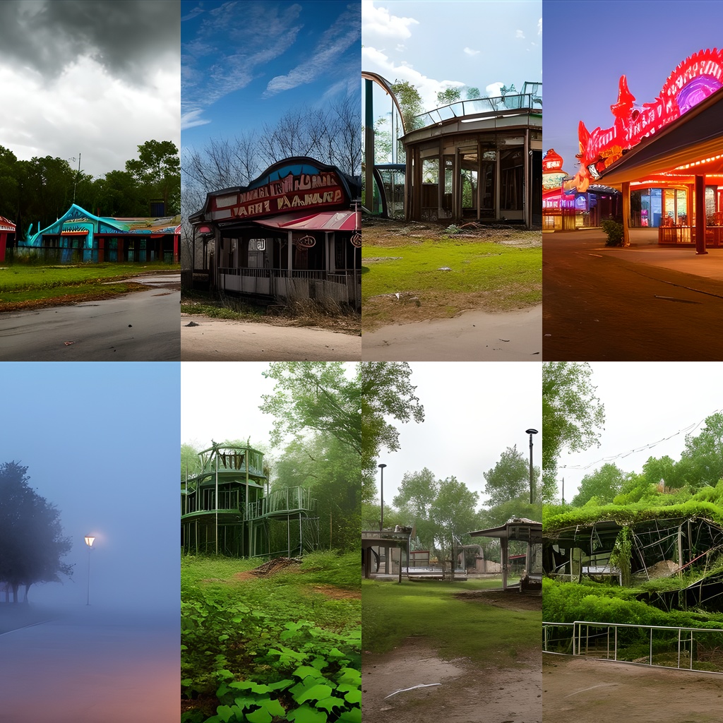 《素材37点》『忘れ去られた遊園地』_昼は廃墟、夜になると動き出す遊園地…ホラー素材_