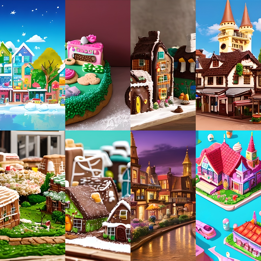 《素材24点》『お菓子でおかしな街』_ファンタジー系背景画像素材