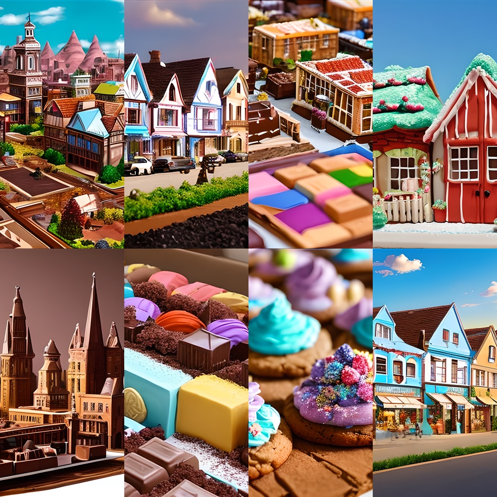 《素材24点》『お菓子でおかしな街』_ファンタジー系背景画像素材