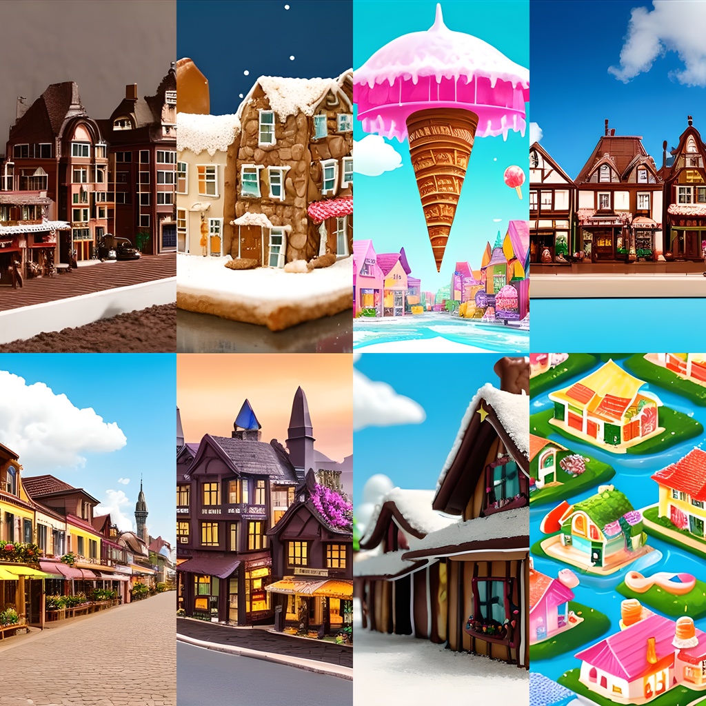 《素材24点》『お菓子でおかしな街』_ファンタジー系背景画像素材