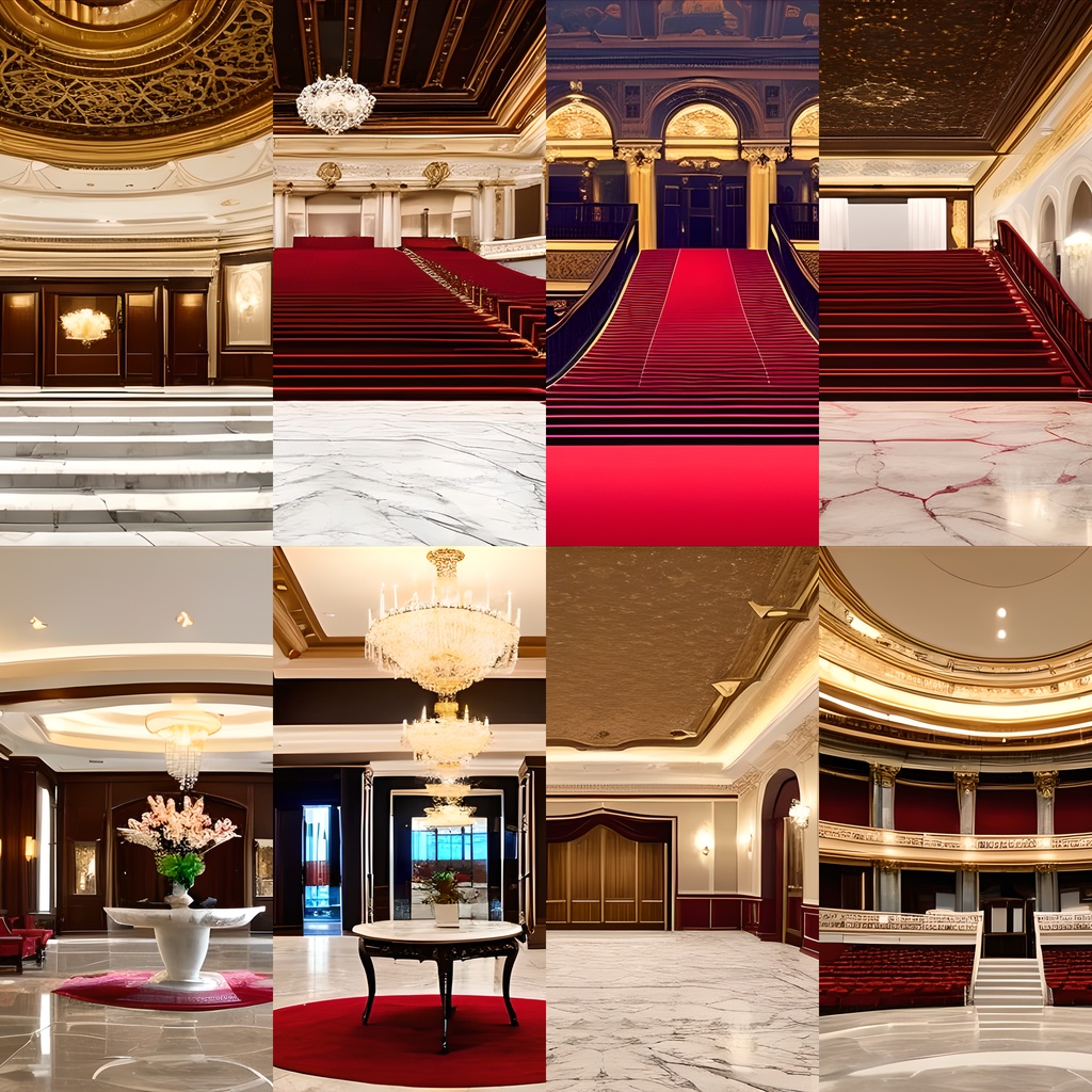 《素材15点》『大階段と赤絨毯』_豪華な空間_レビューショーの演出