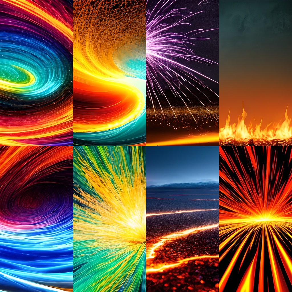 《素材47点》『爆発・火花・炎』_炎属性やカラフルな火花_爆発や延焼を表す背景