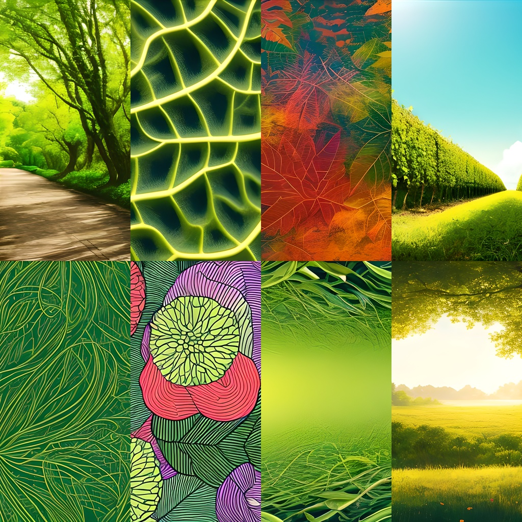 《素材37点》『緑_植物モチーフ』_植物の蔦や葉脈_葉っぱや花などのモチーフ背景