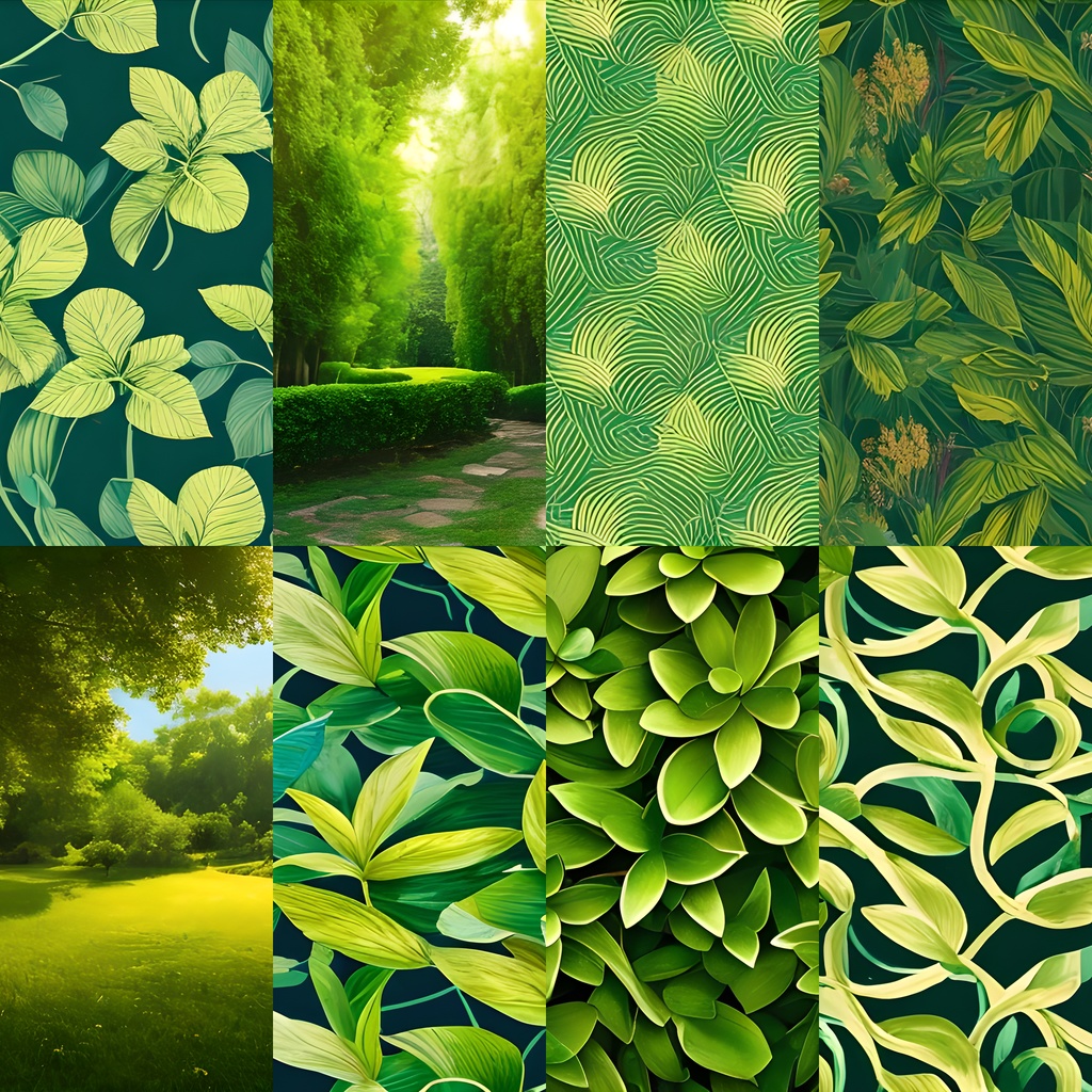 《素材37点》『緑_植物モチーフ』_植物の蔦や葉脈_葉っぱや花などのモチーフ背景