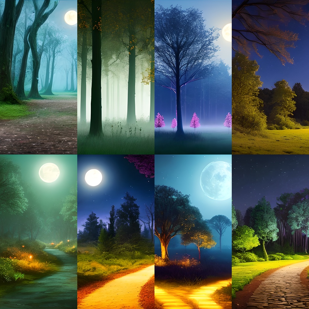 《素材40点》『妖精が出る夜の森』_神秘的な夜の森の背景_バレエ発表会