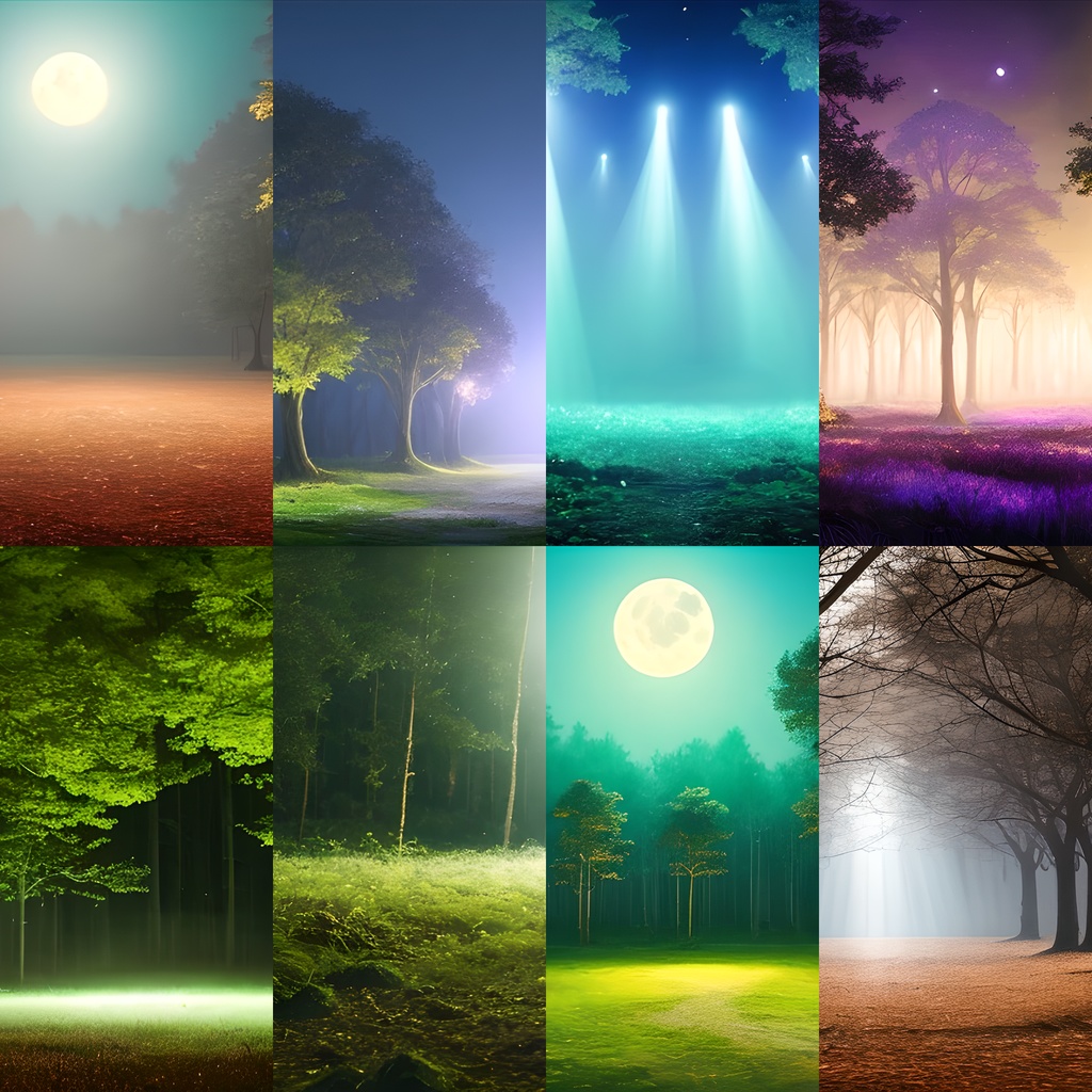 《素材40点》『妖精が出る夜の森』_神秘的な夜の森の背景_バレエ発表会