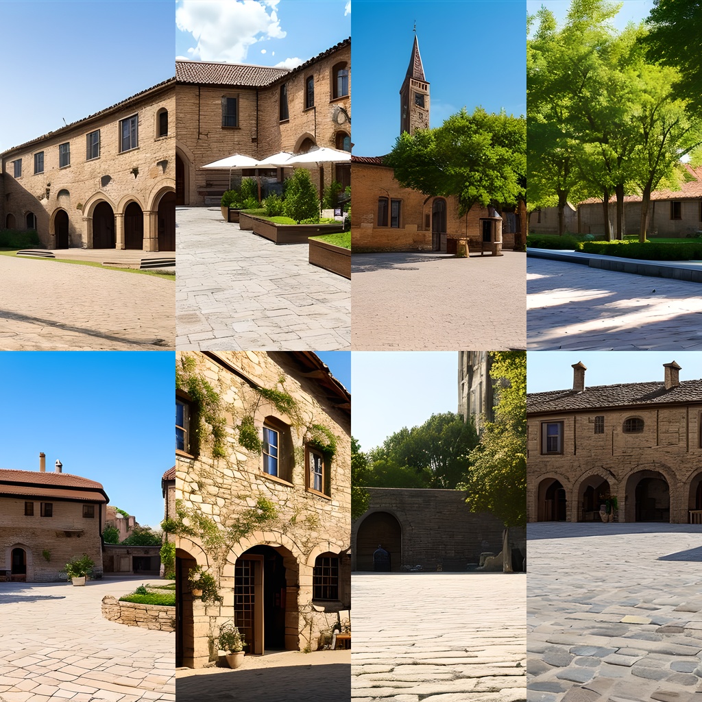 《素材28点》『中世の広場・中庭』_バレエの背景_フィールド背景