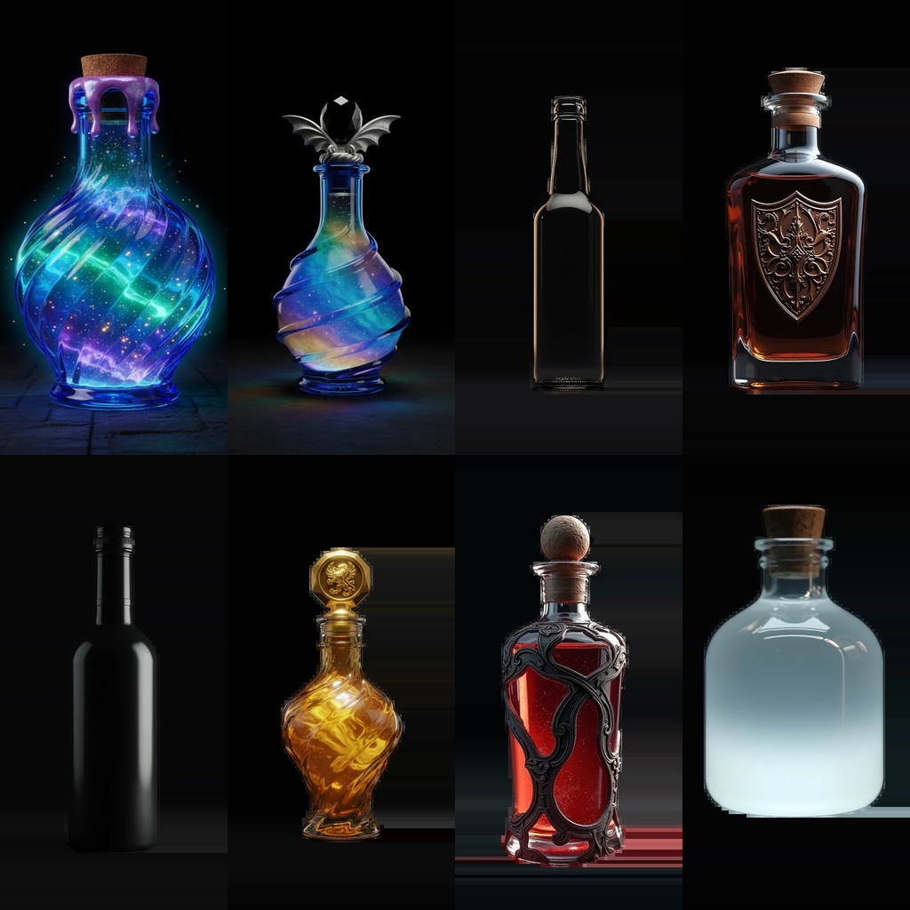 《PNG透過素材100点》『ポーション』_回復・魔法・属性付与・ステータスUP・状態異常