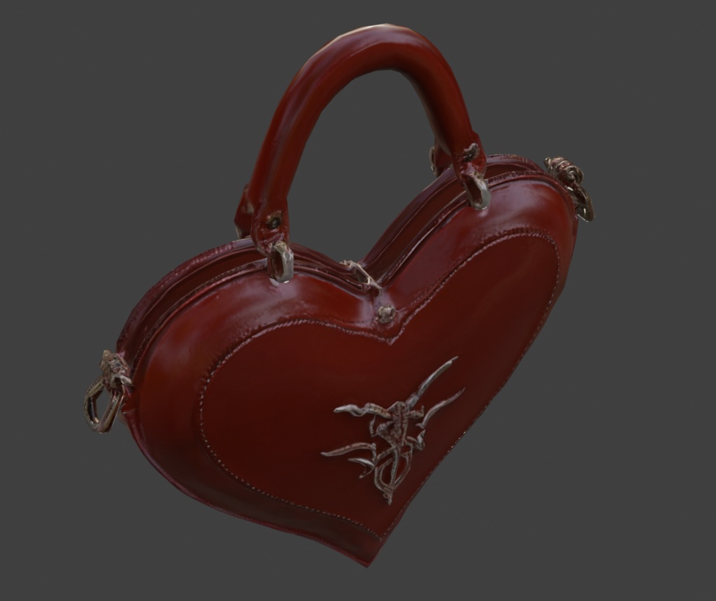 【3Dアイテム】ハートの革製バック_FBXファイル