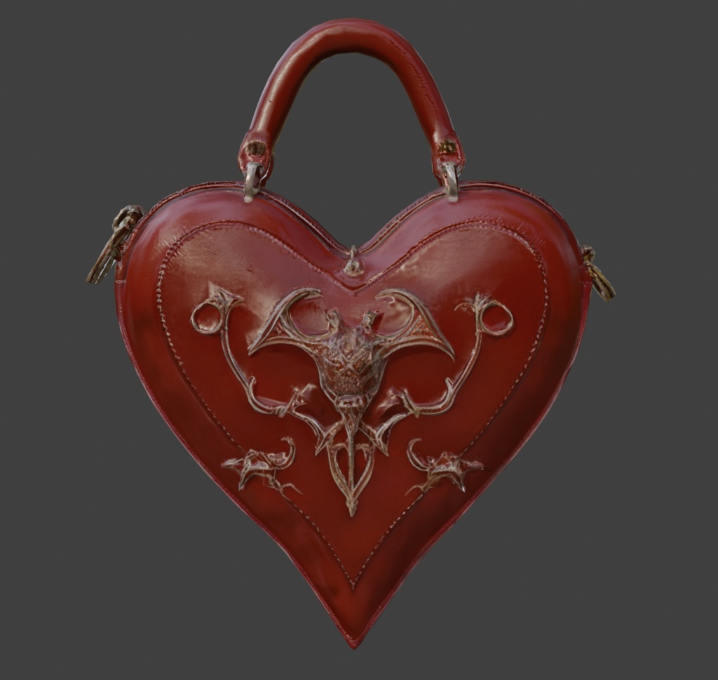 【3Dアイテム】ハートの革製バック_FBXファイル