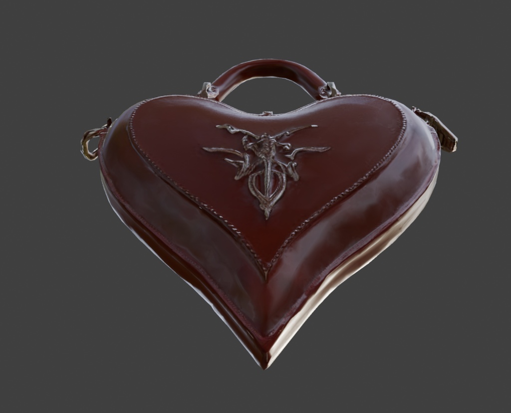 【3Dアイテム】ハートの革製バック_FBXファイル