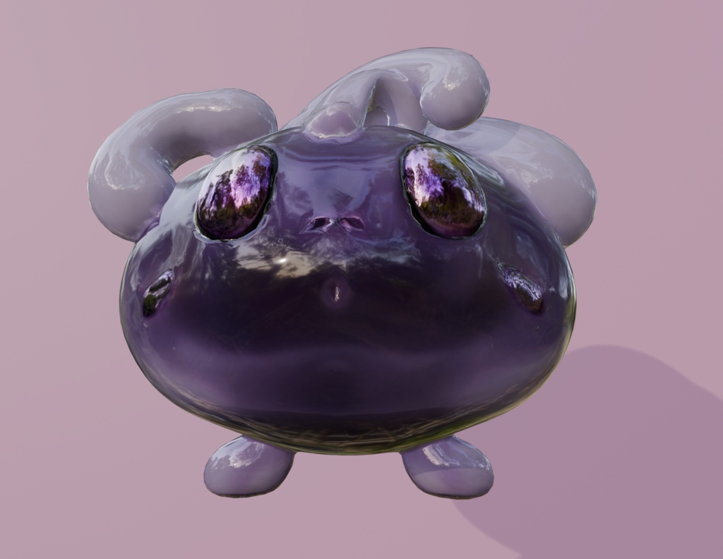【3Dモブキャラ】紫スライムくん_FBXファイル_Blenderファイル