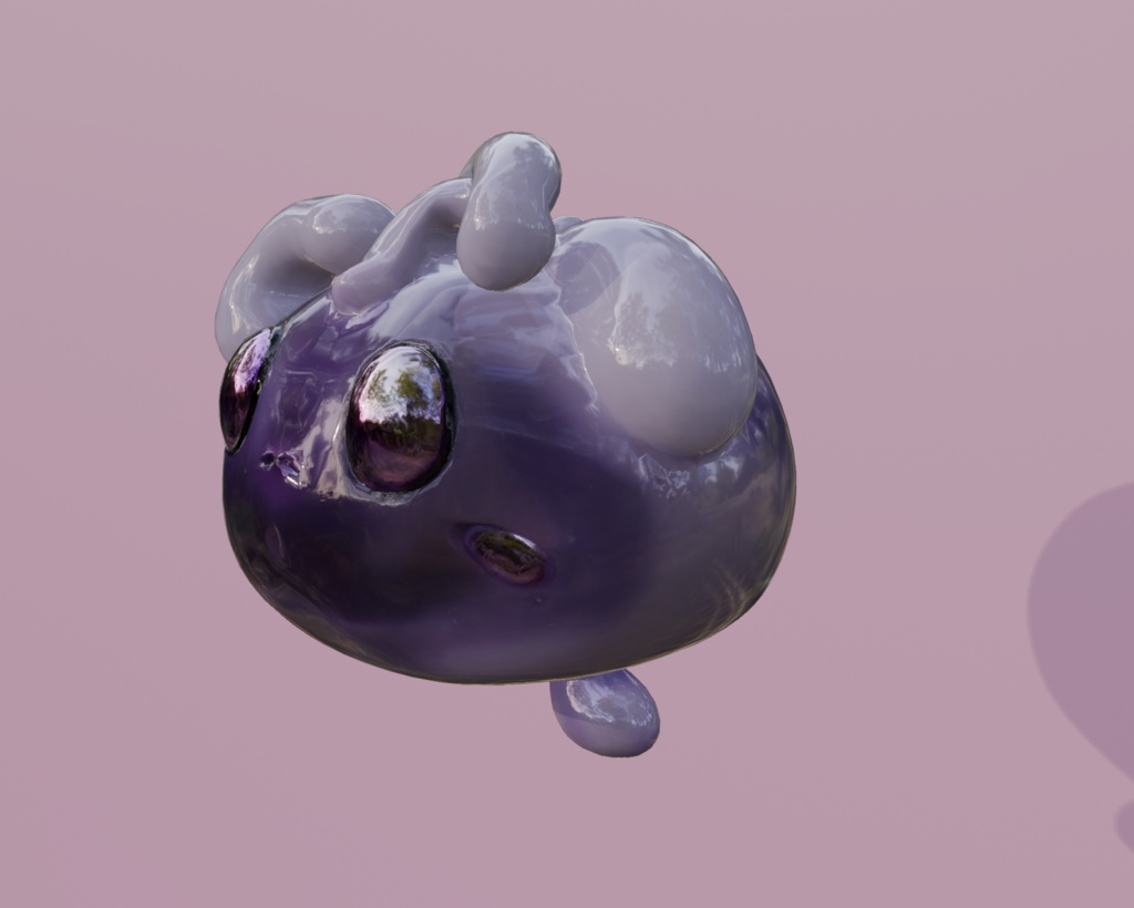 【3Dモブキャラ】紫スライムくん_FBXファイル_Blenderファイル