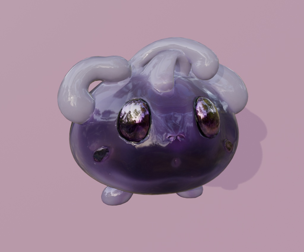 【3Dモブキャラ】紫スライムくん_FBXファイル_Blenderファイル
