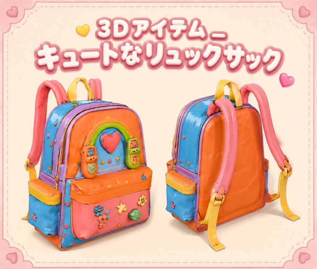 【3Dアイテム】キュートなリュックサック_FBXファイル