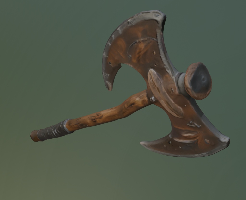 【3Dアイテム】いにしえのバトルアックス_FBXファイル_武器_戦斧