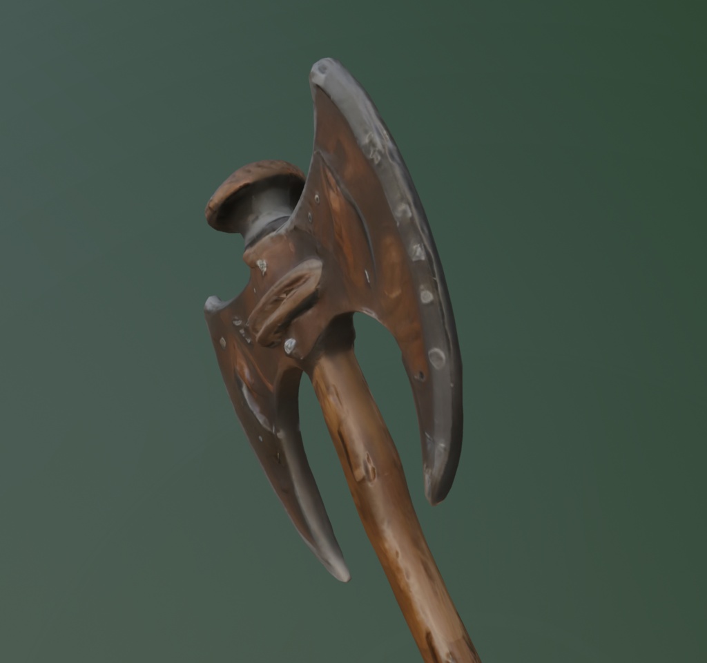 【3Dアイテム】いにしえのバトルアックス_FBXファイル_武器_戦斧
