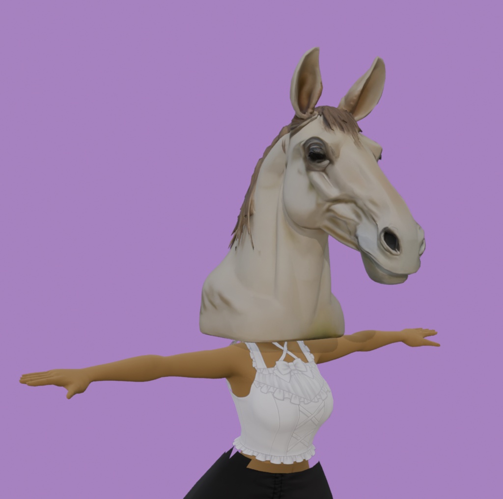 【3Dアイテム】馬の頭のかぶりもの_FBX・VRChat・ゲーム制作向け