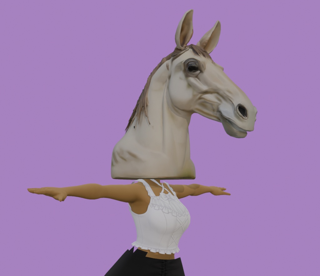 【3Dアイテム】馬の頭のかぶりもの_FBX・VRChat・ゲーム制作向け