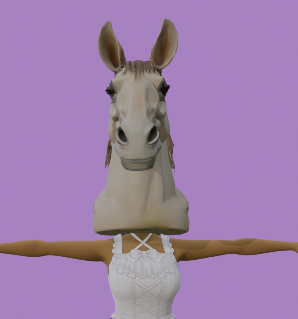 【3Dアイテム】馬の頭のかぶりもの_FBX・VRChat・ゲーム制作向け