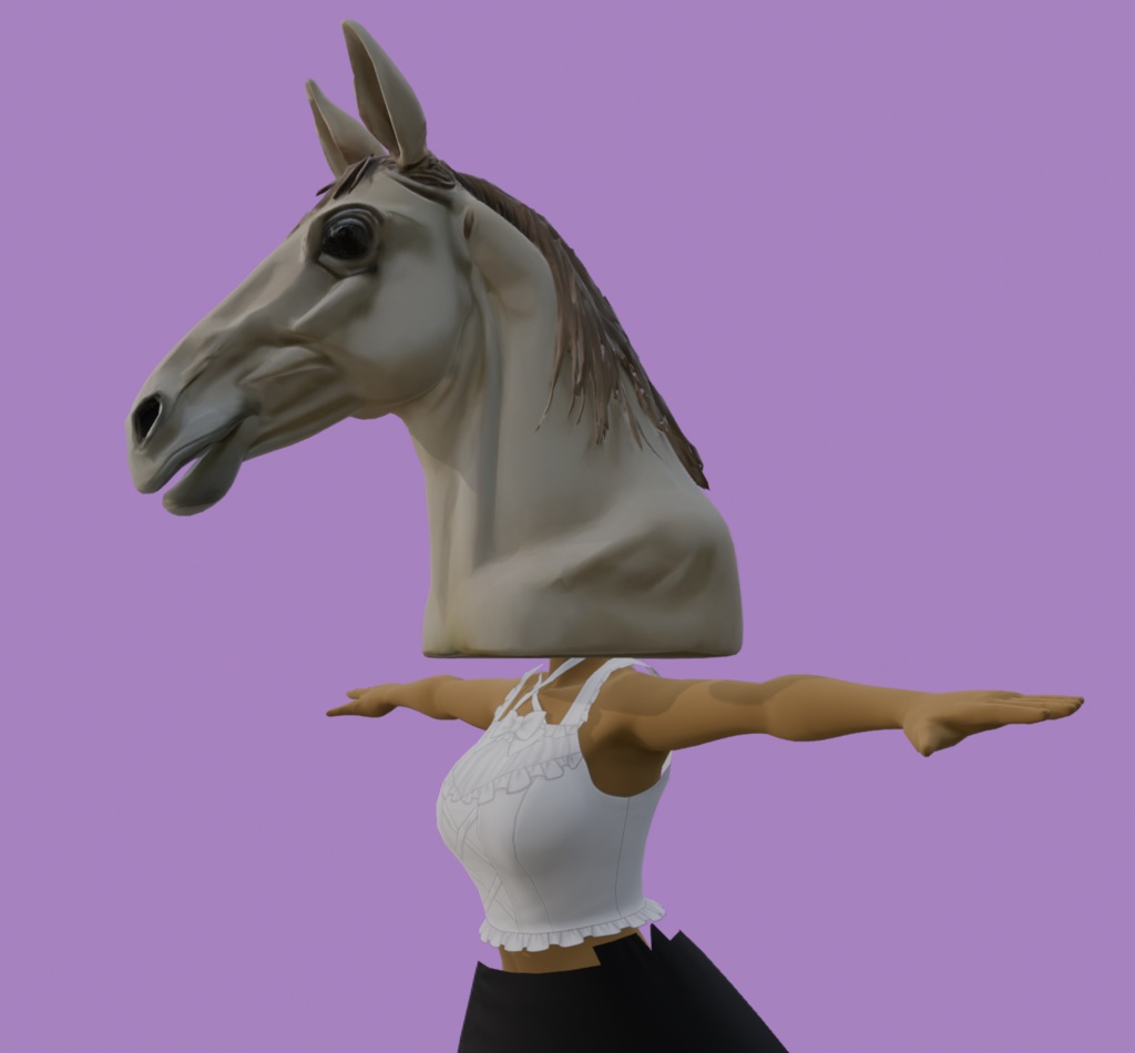 【3Dアイテム】馬の頭のかぶりもの_FBX・VRChat・ゲーム制作向け