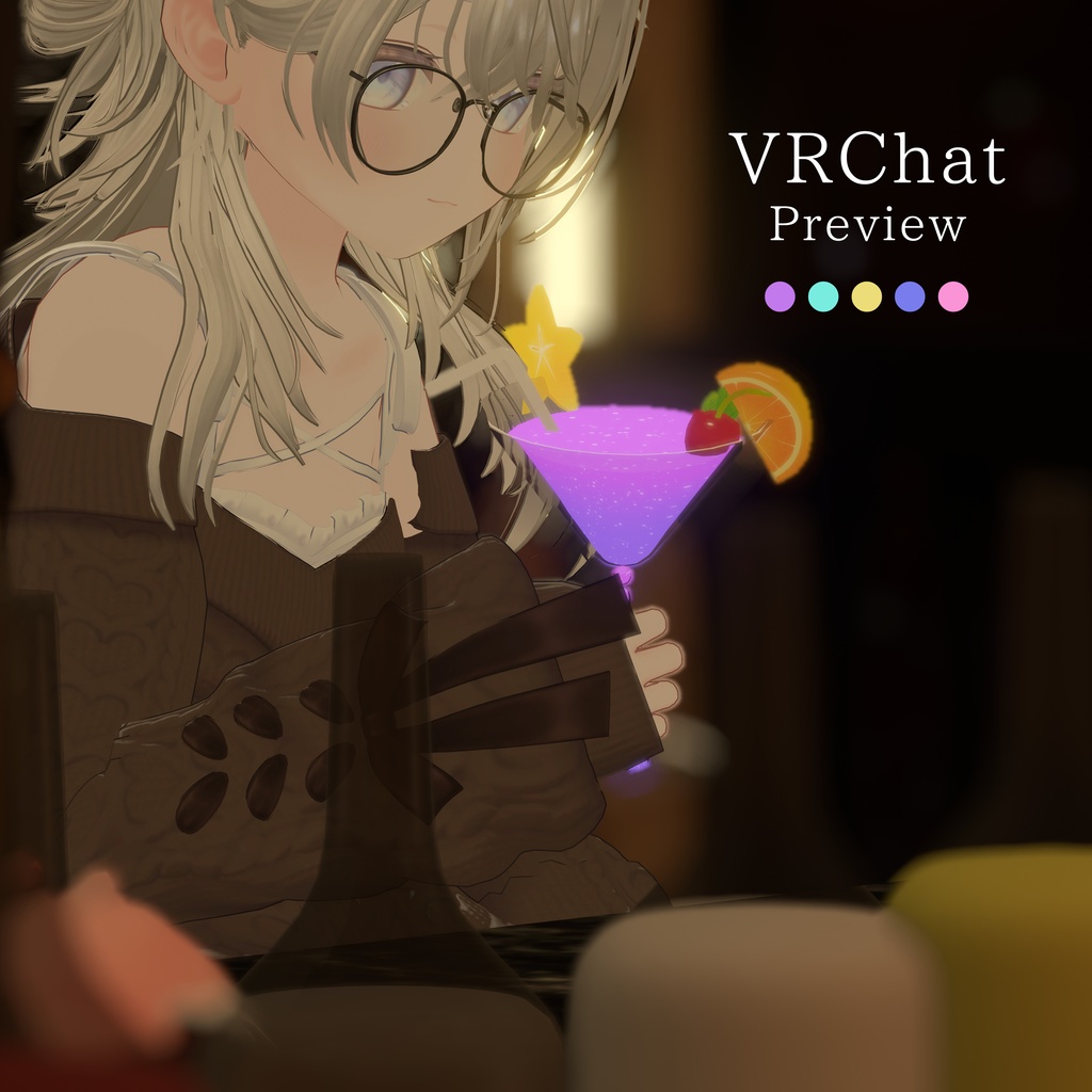 【期間限定価格】ネオンカクテルグラス(全5色・揺れる液体ギミック付)【VRChat / Warudo】-Neon Cocktail glass-