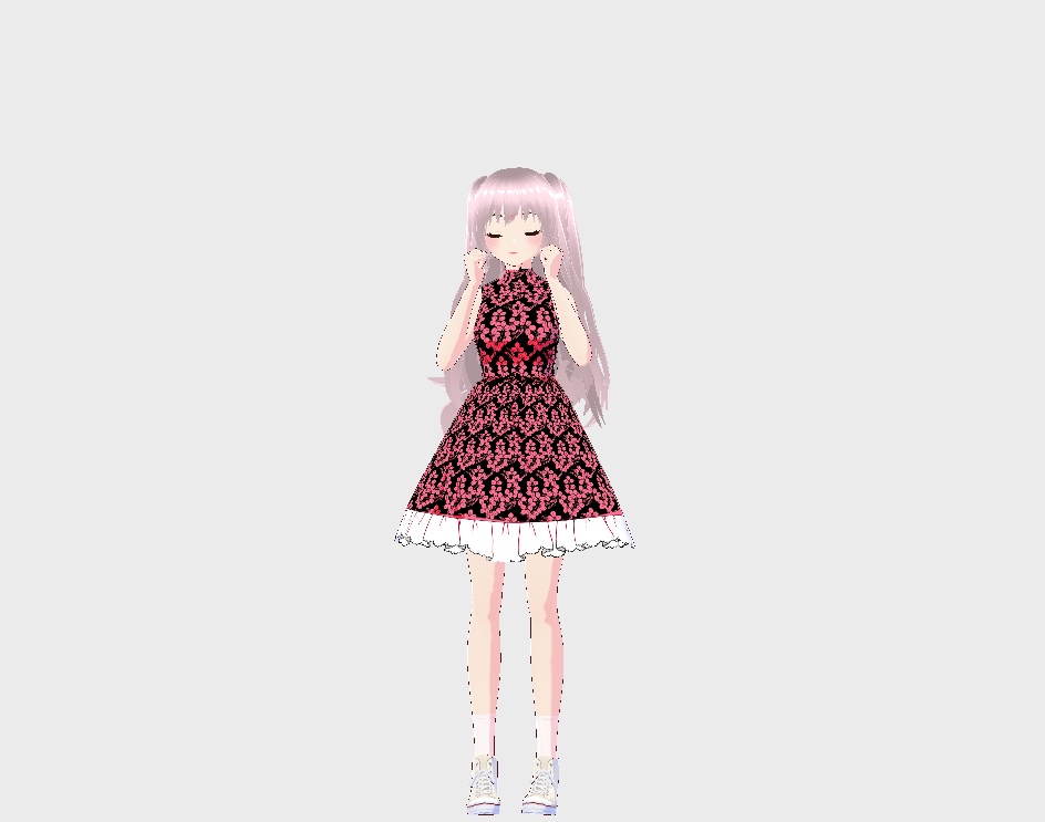 [Vroid] Black flower pattern Female dress