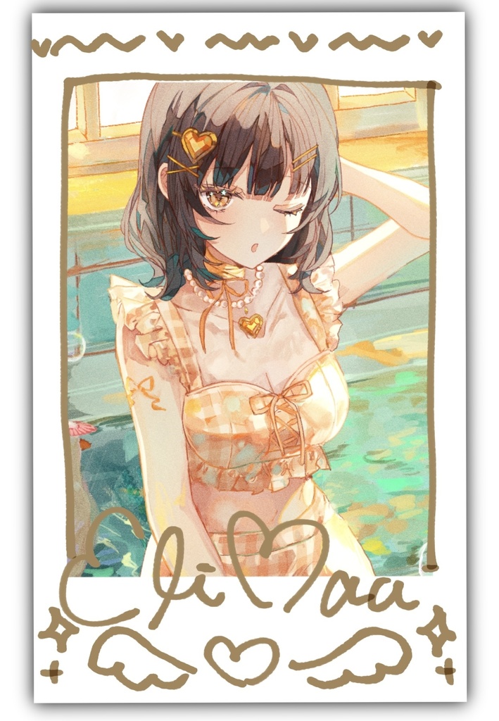 【サイン入り直筆落書きチェキ風カード】yellow・purple