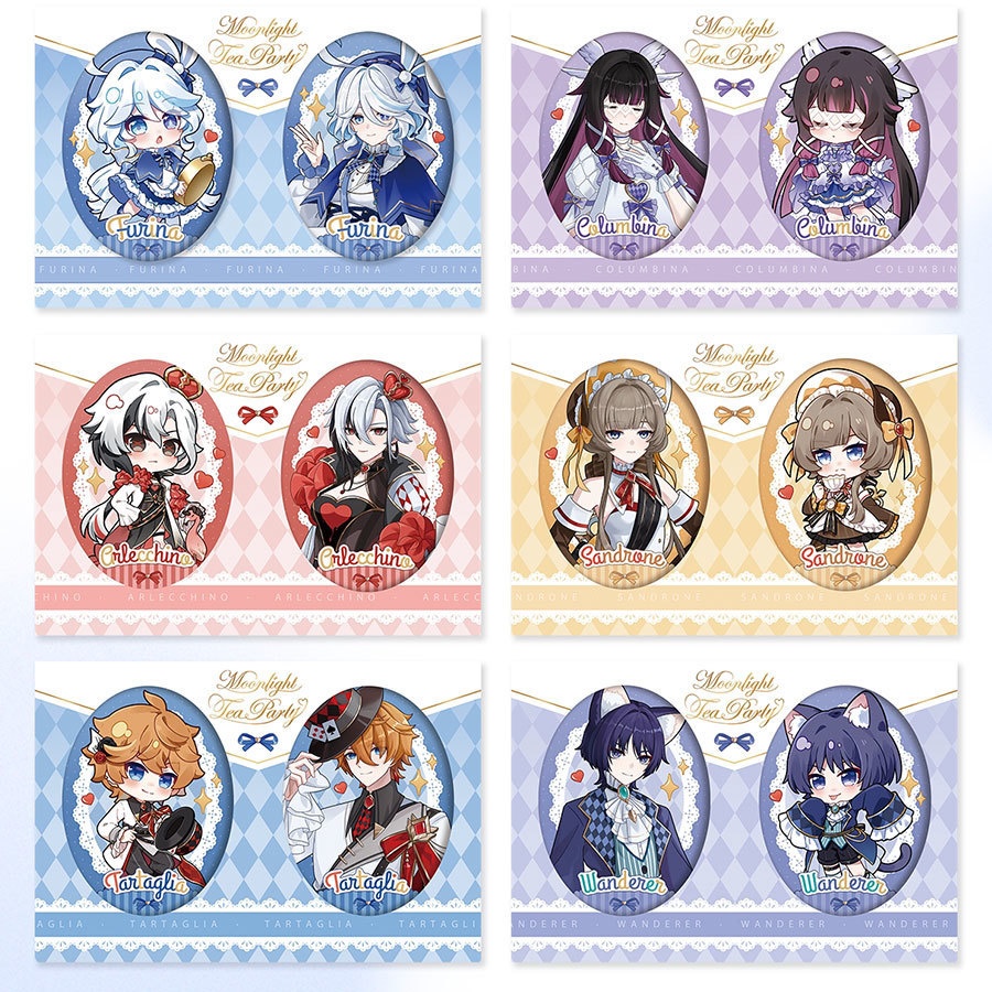 Genshin Impact genshinimpact 原神 フリーナ スカラマシュ タルタリヤ コロンビーナ サンドローネ アルレッキーノ 缶バッジ