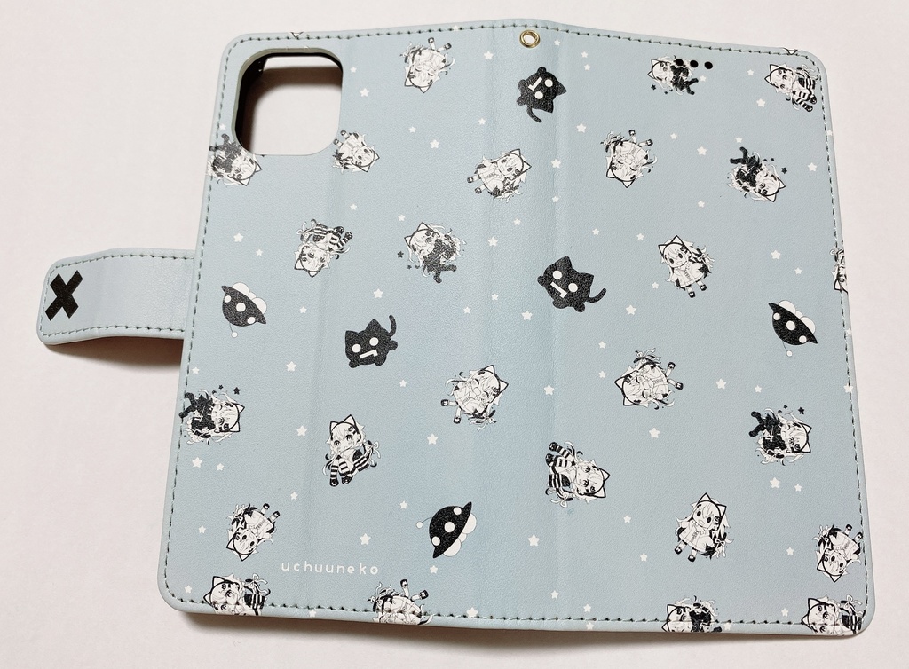 【うちゅーねこ誕2022】ブルー:うちゅーねこiPhone手帳型スマホケース