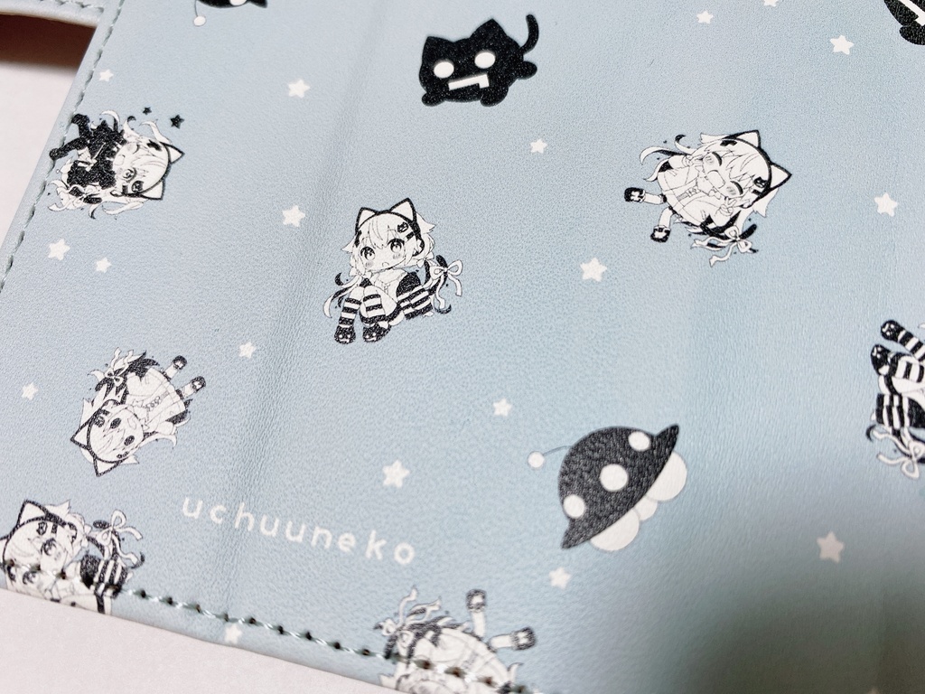 【うちゅーねこ誕2022】ブルー:うちゅーねこiPhone手帳型スマホケース