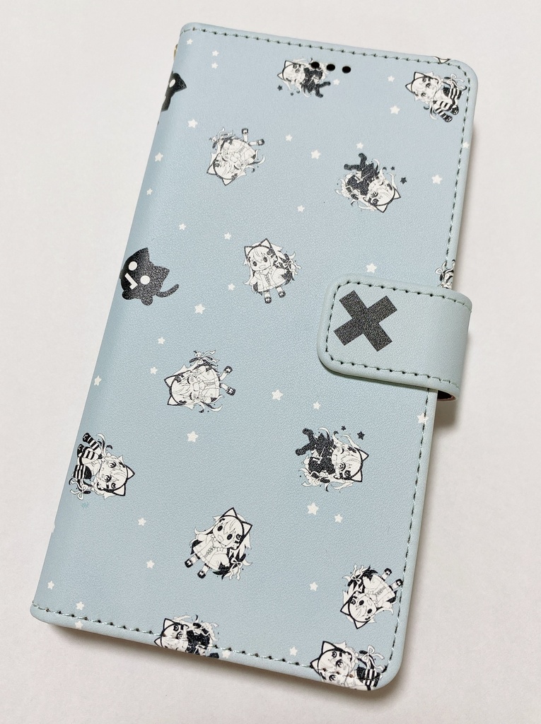 【うちゅーねこ誕2022】ブルー:うちゅーねこiPhone手帳型スマホケース