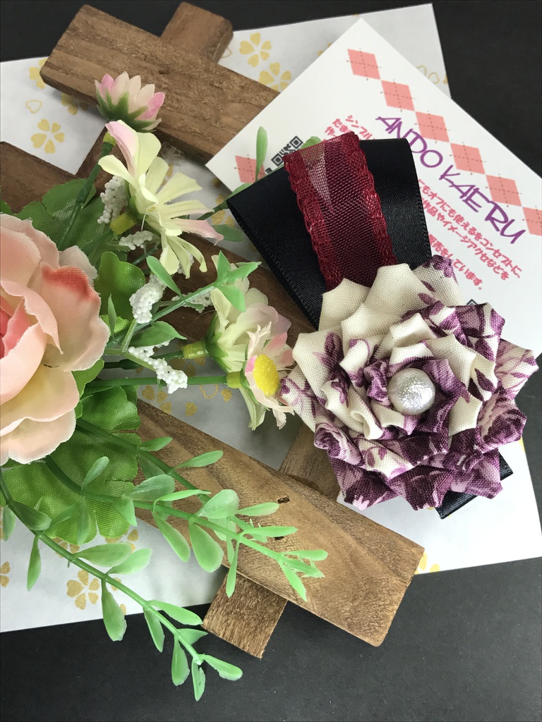 薔薇とリボンのバレッタ