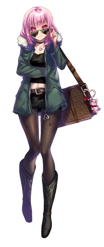 【フリー立ち絵】ハート系女子